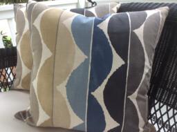 Scion Pillow Cover in Cadet & Pebble Yoki Denim Linen, Taupe Linen Backing - thumbnail 1