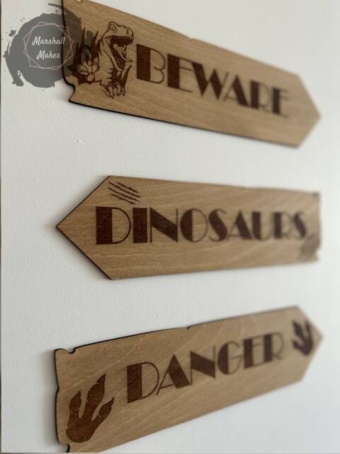 Dinosaur Wooden Arrow Sign - Kids Room Decor, Set Of 3 - image 1