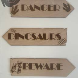 Dinosaur Wooden Arrow Sign - Kids Room Decor, Set Of 3 - thumbnail 3