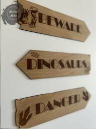 Dinosaur Wooden Arrow Sign - Kids Room Decor, Set Of 3 - thumbnail 1