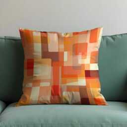 Retro Orange Geometric Cushion Cover, Mid Century Modern Abstract Throw Pillow Living Room Decoration - thumbnail 4