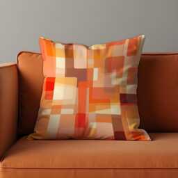 Retro Orange Geometric Cushion Cover, Mid Century Modern Abstract Throw Pillow Living Room Decoration