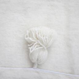 Moroccan Pom Blanket & Throw, Ivory White Bed Cover, Hand Woven Wool, Bohemian Blanket, Berber Handmade Bed Throw - thumbnail 3