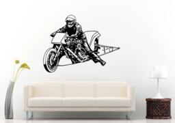 Drag Racing Motor Bike Motorcycle Chopper Biker Racer Wall Decal Vinyl Sticker Mural Room Decor L1269 - thumbnail 1