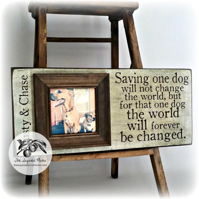 Rescued Pet Photo Frame Dog & Cat Lover Gift - 8x20 - image 1