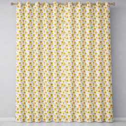 Minimal Yellow Daisy Floral Seamless Pattern Simple Modern Style Readymade Eyelet Ring Top Thermal 100% Blackout Curtains - thumbnail 2