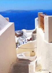 Oia Santorini View 7 Canvas Paper A4 Print Greek Islands Paintings - thumbnail 1