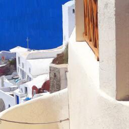 Oia Santorini View 7 Canvas Paper A4 Print Greek Islands Paintings - thumbnail 2