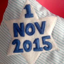 Baby Boys Personalised Name Date Cushion Pillow New Christening Birthday Present Bedroom Nursery Decoration Blue Red Boat Nautical - thumbnail 2