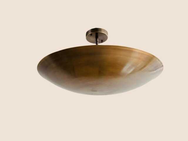 Antique Patina Brass Flush Mount Light - Mid Century Sputnik Chandelier - image 1