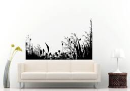Grass Flower Floral Swirl Tree Branch Bush Leaf Leaves Nature Plant Tribal Arrangement Wall Decal Vinyl Sticker Mural Room Decor L1069 - thumbnail 1