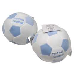 Light Blue Fleece Football Baby Rattle Sensory Toy Gift - thumbnail 2