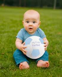 Light Blue Fleece Football Baby Rattle Sensory Toy Gift