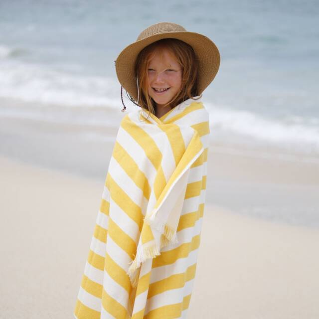 Personalized Ochre Striped Turkish Beach Towel, Eco-Friendly Gift - image 1