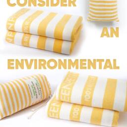 Personalized Ochre Striped Turkish Beach Towel, Eco-Friendly Gift - thumbnail 3