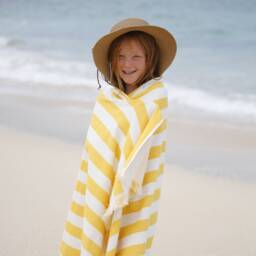 Personalized Ochre Striped Turkish Beach Towel, Eco-Friendly Gift