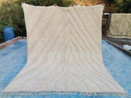 Neutral Moroccan Rug, Handmade Area Natural Wool Rug With Oat Background & Braided Design, Full White Berber Genuine Beni - thumbnail 1