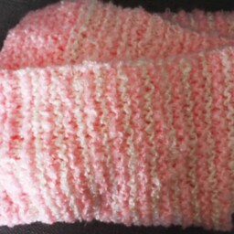Bubble Gum Pink Hand Knit Baby Blanket Light Pink White Soft Newborn Infant Blanket Nursery Knitted Hand Made Stripes Retro Baby Shower Gift - thumbnail 2