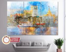 Savannah Canvas Print, Skyline, Wall Art, Georgia Photography, Art - thumbnail 1