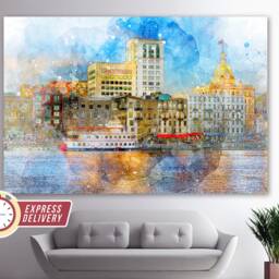 Savannah Canvas Print, Skyline, Wall Art, Georgia Photography, Art - thumbnail 3