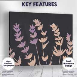 Pastel Lavender Sprigs Dark Background Botanical Artwork Canvas Wall Art Print Decor Picture Ready To Hang - thumbnail 1