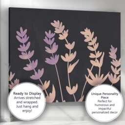 Pastel Lavender Sprigs Dark Background Botanical Artwork Canvas Wall Art Print Decor Picture Ready To Hang - thumbnail 3