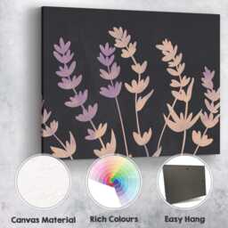 Pastel Lavender Sprigs Dark Background Botanical Artwork Canvas Wall Art Print Decor Picture Ready To Hang - thumbnail 2