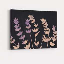 Pastel Lavender Sprigs Dark Background Botanical Artwork Canvas Wall Art Print Decor Picture Ready To Hang - thumbnail 4