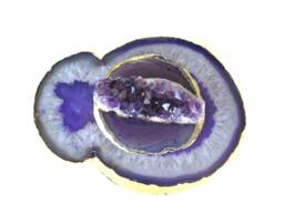 Purple Agate Tealight Candle Holder - Lid Topped Amethyst Cluster