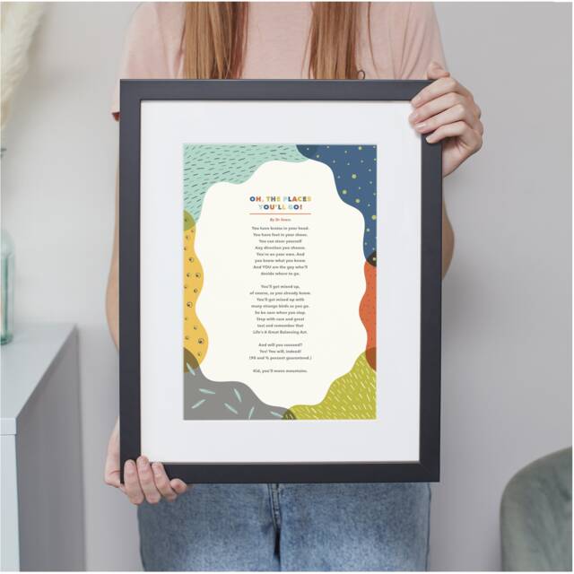 Personalized Children's Poem Print Oh The Places You'll Go, Colorful Abstract Wall Art - image 1