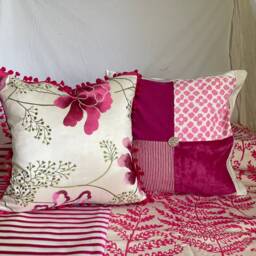 "Designers Guild Pink Linen Pillow Cover ""Coralles"" Print, 20""x 20" - thumbnail 3