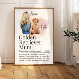 Golden Retriever Mum Definition Print, Personalised Print For A Mum, Owner - thumbnail 1