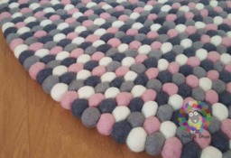 Handmade Wool Felt Ball Rug Nursery Decor, Custom Colors - thumbnail 1