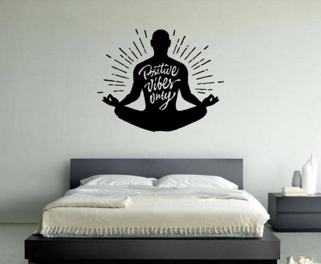 Inyl Wall Decal Buddha Flower Lotus Pose Yoga Studio Mantra Meditation Stickers Mural Large Decor Decals Vinyl Art Vg162 - image 1