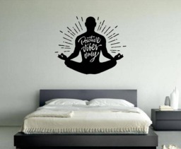 Inyl Wall Decal Buddha Flower Lotus Pose Yoga Studio Mantra Meditation Stickers Mural Large Decor Decals Vinyl Art Vg162 - thumbnail 1