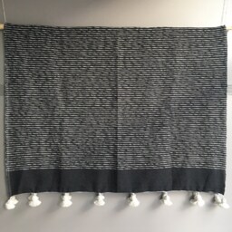 Moroccan Pom Blanket Throw Bedding, Cotton, Handwoven On A Wooden Loom. Blanket, Bohemian Throw, Berber Bed Cover - thumbnail 3