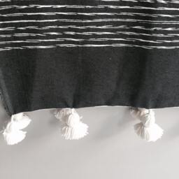 Moroccan Pom Blanket Throw Bedding, Cotton, Handwoven On A Wooden Loom. Blanket, Bohemian Throw, Berber Bed Cover