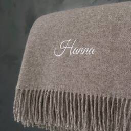 Personalised Merino Wool Blanket Large Throw With Custom Name Or Text/ Warm Present For Grandma, Mom, Sister, Wife in Gift Box - thumbnail 1