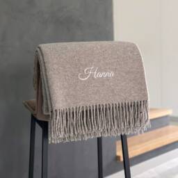 Personalised Merino Wool Blanket Large Throw With Custom Name Or Text/ Warm Present For Grandma, Mom, Sister, Wife in Gift Box - thumbnail 2