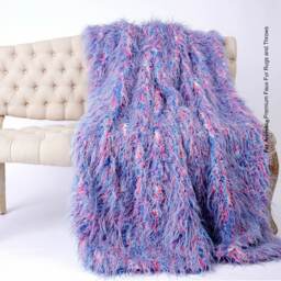 Luxury Pink, White & Blue Faux Fur Throw Blanket - Usa Made