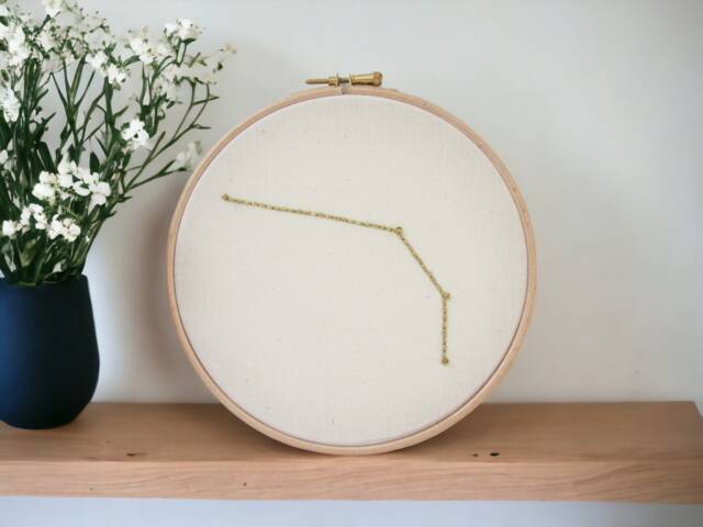 Aries Star Sign Wall Hanging - Hand Embroidered Constellation Zodiac Art Gift For April Birthday Or Gift Aries - image 1
