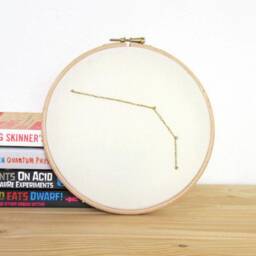 Aries Star Sign Wall Hanging - Hand Embroidered Constellation Zodiac Art Gift For April Birthday Or Gift Aries - thumbnail 2