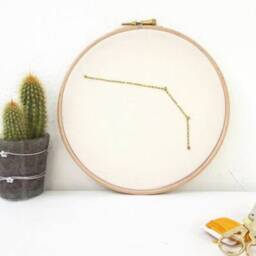 Aries Star Sign Wall Hanging - Hand Embroidered Constellation Zodiac Art Gift For April Birthday Or Gift Aries - thumbnail 3