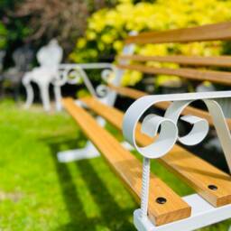 Garden Bench Patio Seat in Oak Wrought Iron - thumbnail 2