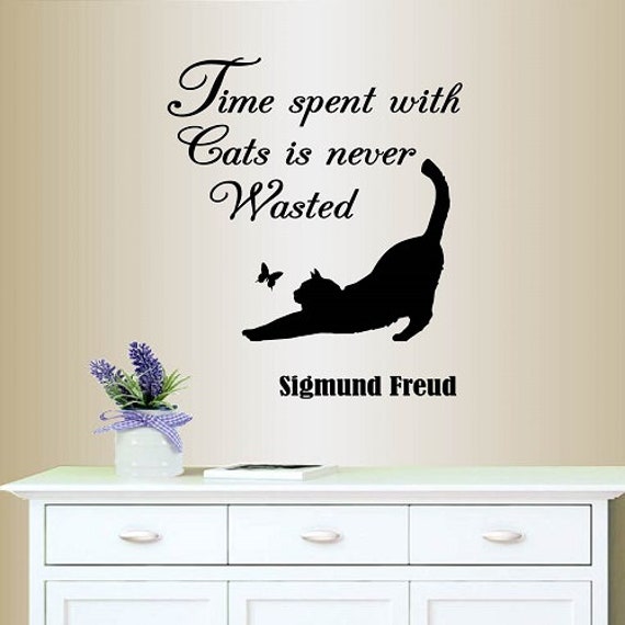In-Style Decals Wall Vinyl Decal Home Decor Art Sticker Time Spent With Cats Is Never Wasted Sigmund Freud Quote Pet Shop Mural Design 145 - image 1