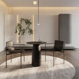 Kopar Small Round Black Color Dining Table D690mm - thumbnail 1