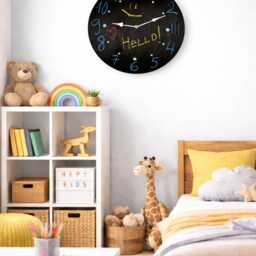 Kids Blackboard Wall Clock - Draw & Write Chalk For Nursery - thumbnail 2