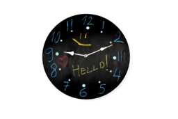 Kids Blackboard Wall Clock - Draw & Write Chalk For Nursery