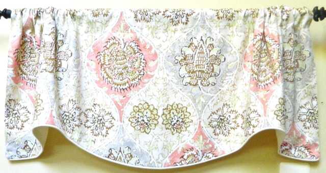 King's Turban Rosewater By Waverly Window Valance Lined Corded Rod Pocket Scalloped Made To Order - image 1