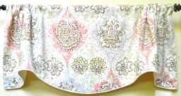King's Turban Rosewater By Waverly Window Valance Lined Corded Rod Pocket Scalloped Made To Order - thumbnail 1